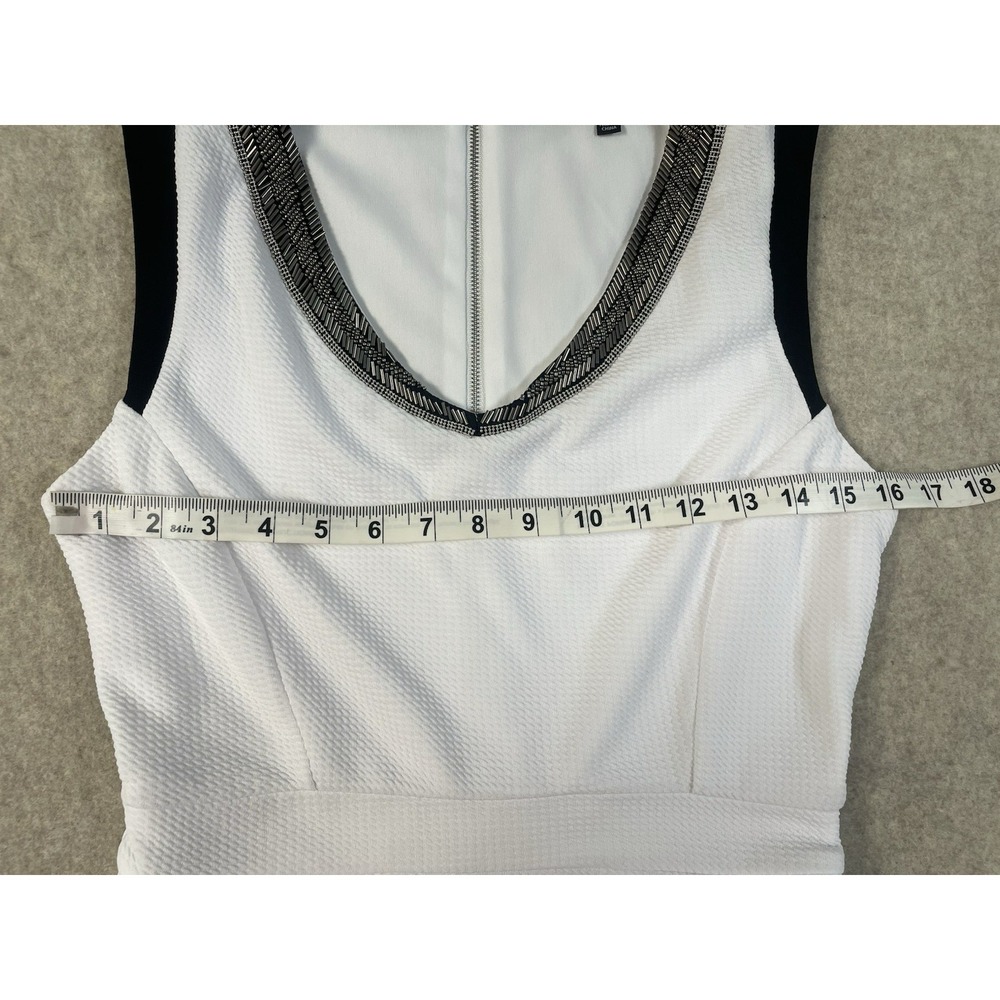 Xoxo Metal Beaded Womens A-Line Dress With Pockets Lined SZ M Flare White/Black - Picture 14 of 16